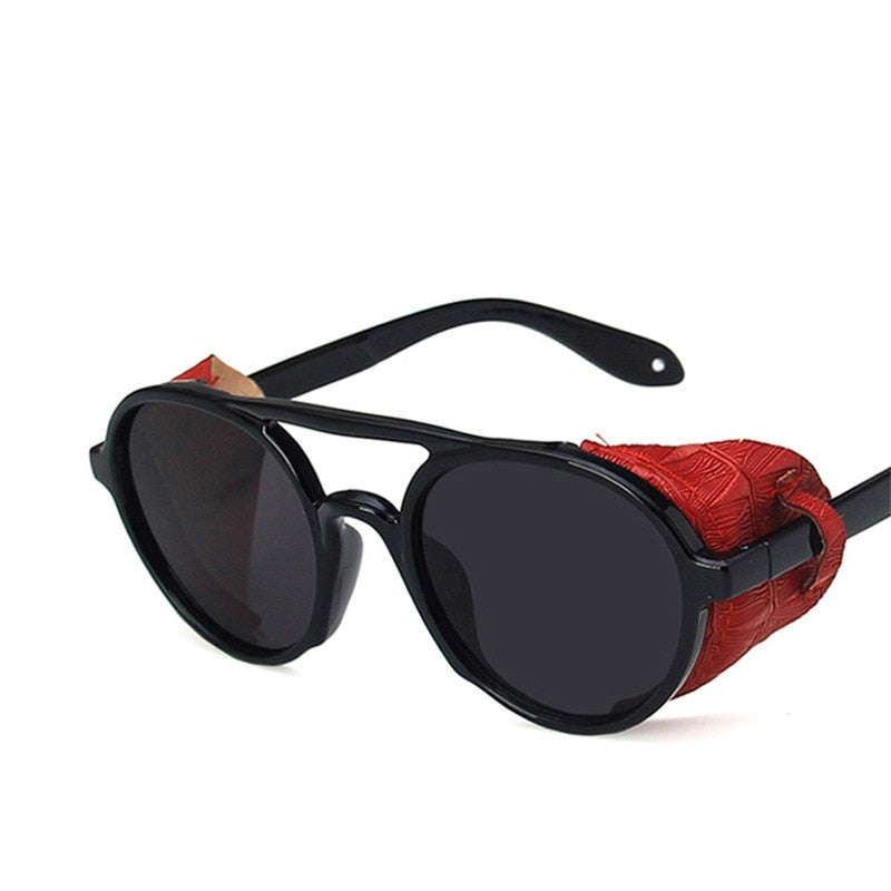 LeonLion Luxus Schwarz Matt Rund Herren Sonnenbrille Markenbrille Retro