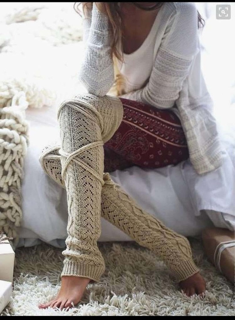 Damen Stulpen Beinwärmer Beinstulpen Beinlinge Legwärmer Häkeln Strümpfe Overknees