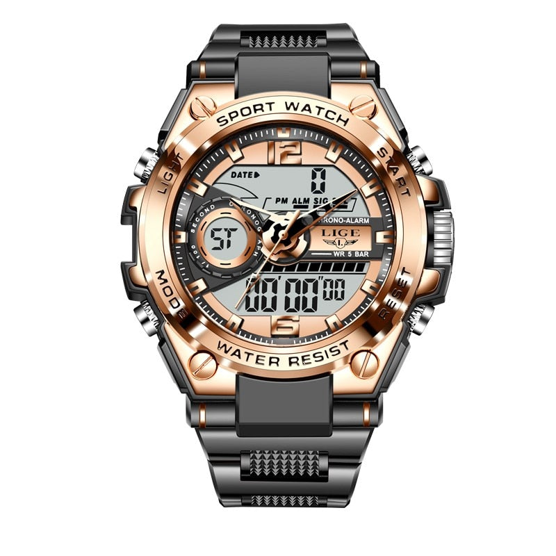 Orologio Uomo Quarzo Acciaio Inossidabile Orologio digitale Cronografo sportivo