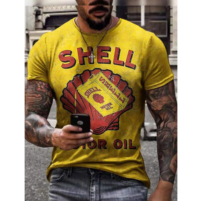 Herren Fashion Vintage 3D T-Shirt Rundhals Unisex Sommer Streetwear