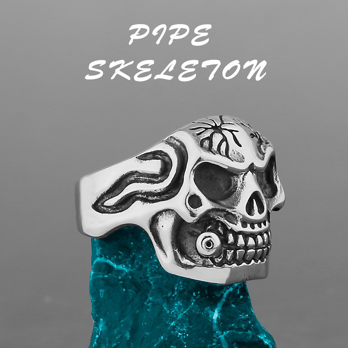 Edelstahl Herren & Damen Biker Rocker Spinning Ring Silber Skull Gothic