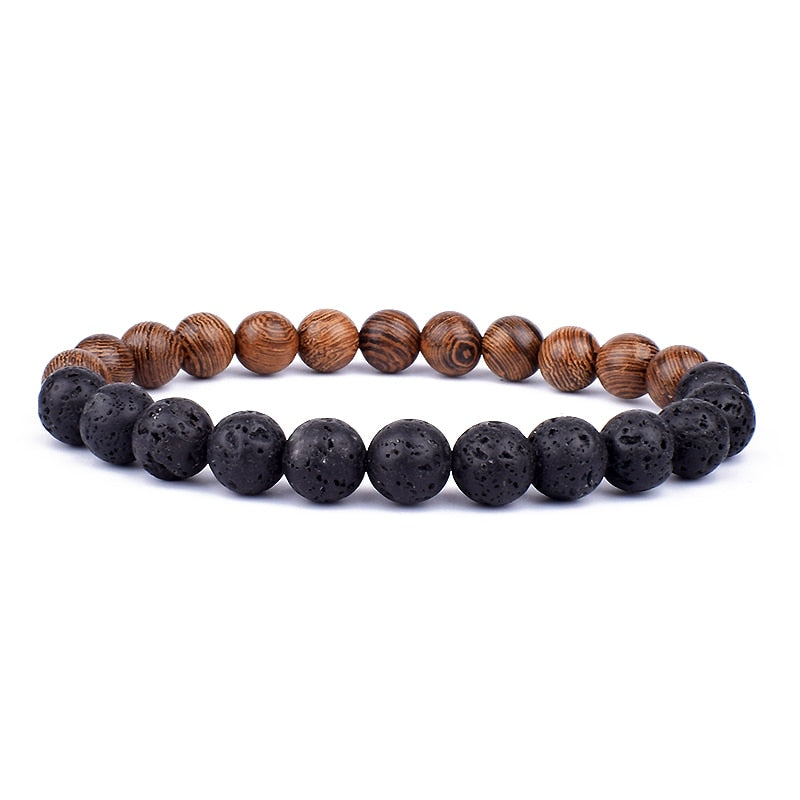 Armband Lava Holz Tibetische Buddha DAMEN HERREN Naturstein Freundschaftsarmband Yoga