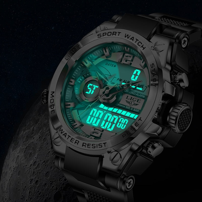 Orologio Uomo Quarzo Acciaio Inossidabile Orologio digitale Cronografo sportivo