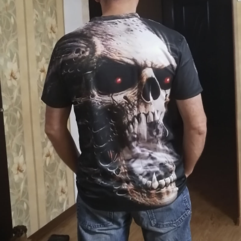 Fashion Herren Horror Skull 3D T-Shirt Rundhals Unisex Sommer Streetwear