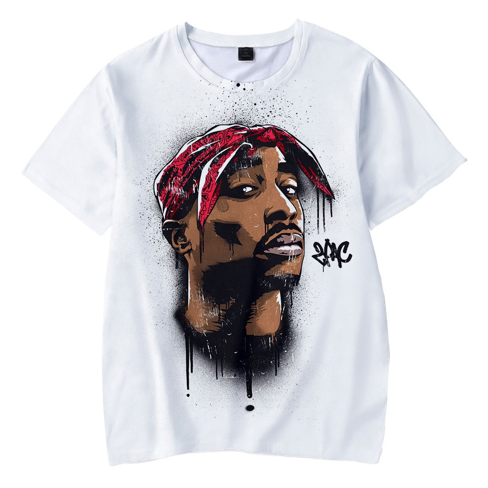 Herren 2Pac Tupac 3D T-Shirt Rundhals Unisex Sommer Streetwear Rapper