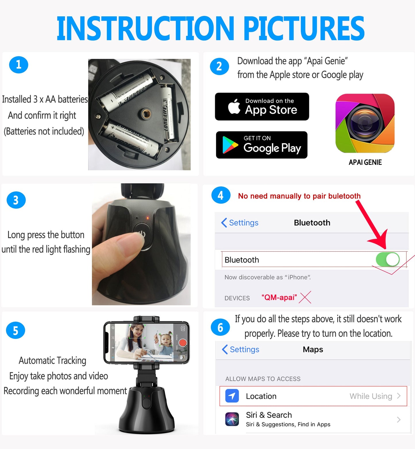 intelligente Smartphone-Halterung tragbarer Selfie-Stick, um 360 ° drehbare Objekt