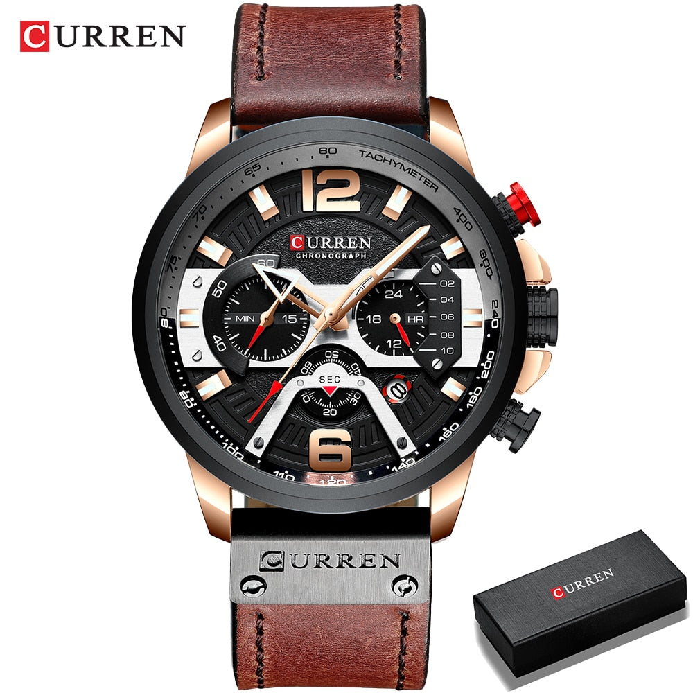 Herren Armbanduhr Silber Schwarz Edelstahl Fashion Luxus Chronograph  Business