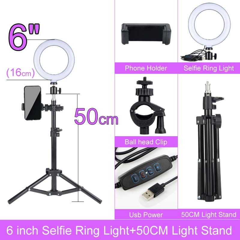 Selfie Ringlicht mit Stativ-Ständer 10 12 14 Inch Dimmbare LED Ring Fotografie