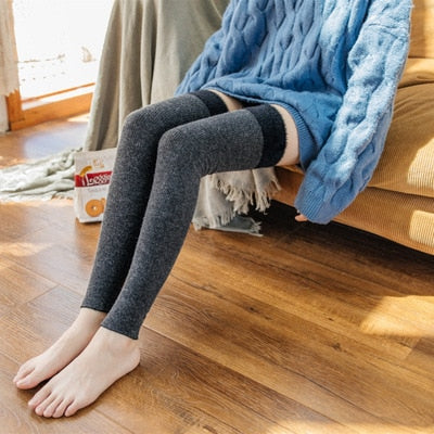 Damen Lange Socken Beinwärmer Stulpen Beinlinge Häkeln Kniestrümpfe Overknees