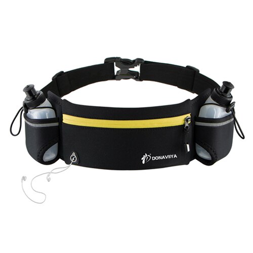 Laufen Gürtel mit 2 Wasserflaschen Taille Pack Reißverschlusstasche Tasche Joggen