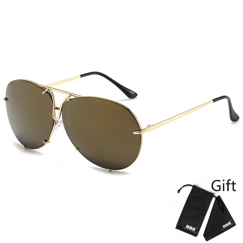 Designer Übergroße Pilot Sonnenbrille Polarisierte Damen Rund Spiegel Gläser