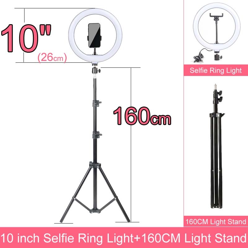 Selfie Ringlicht mit Stativ-Ständer 10 12 14 Inch Dimmbare LED Ring Fotografie