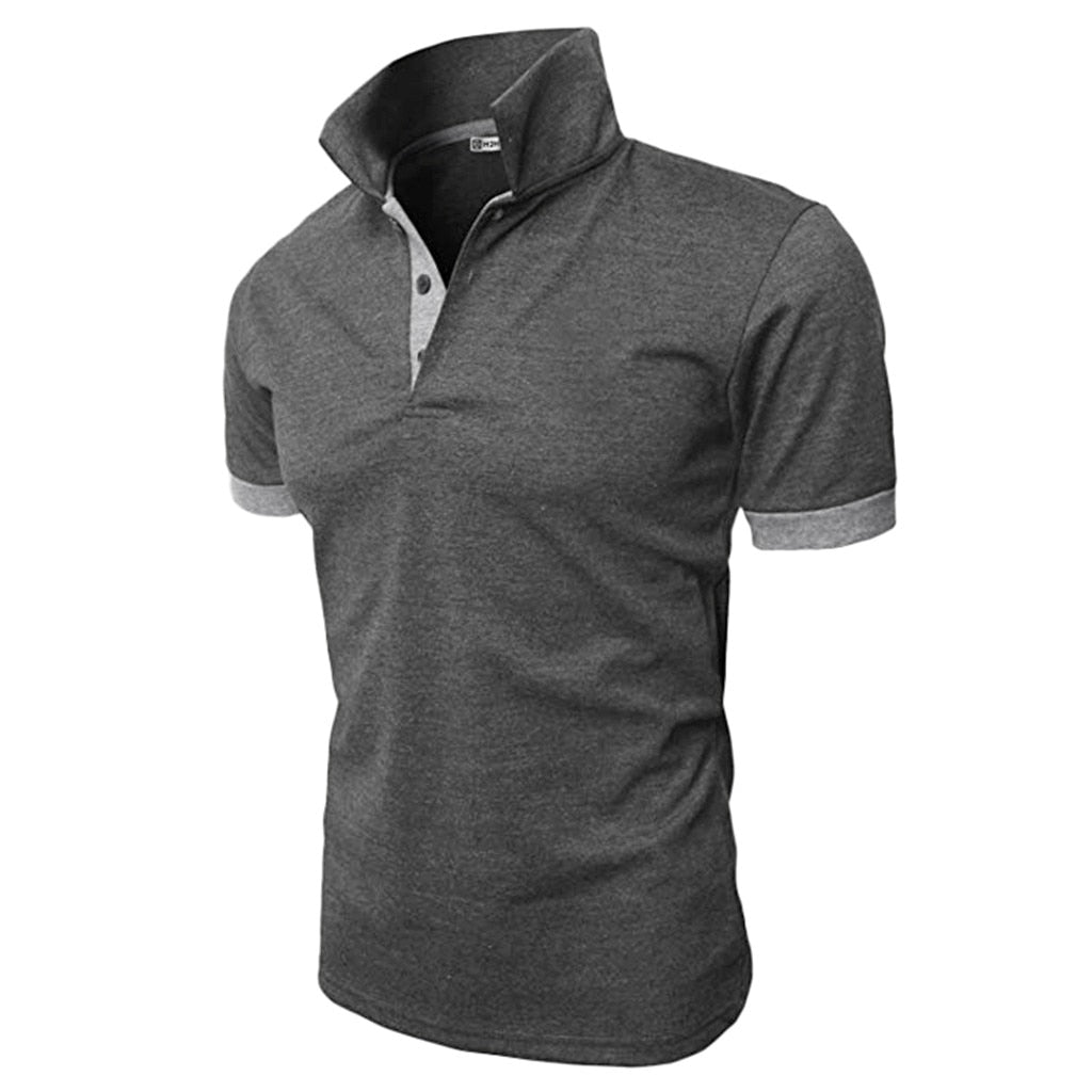 Herren Poloshirt Kontrast Kragen Polo Kurzarm Slim Fit Hemd Polohemd T-Shirt NEU