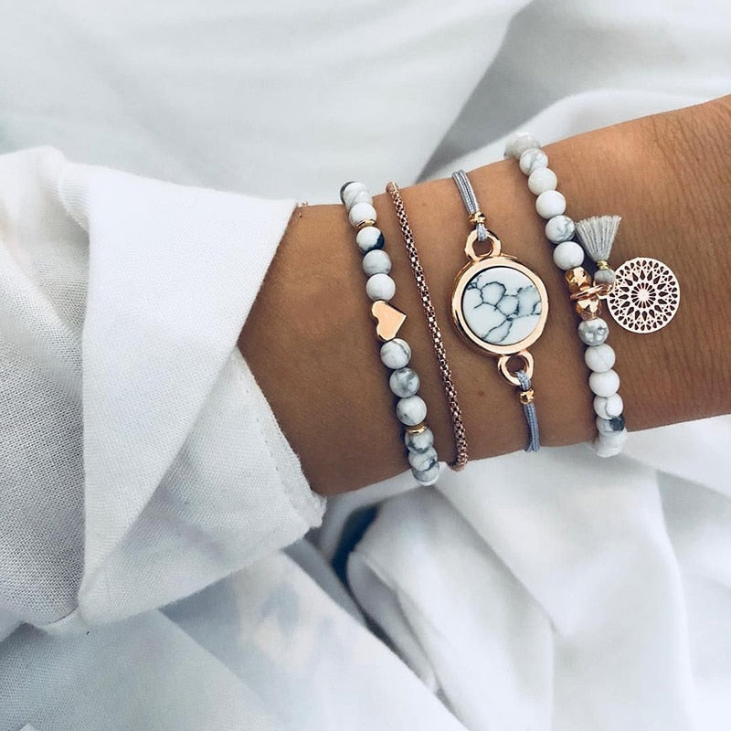 SET Armband Damen  Freundschaftsarmband Yoga Bettelarmbänder Makramee