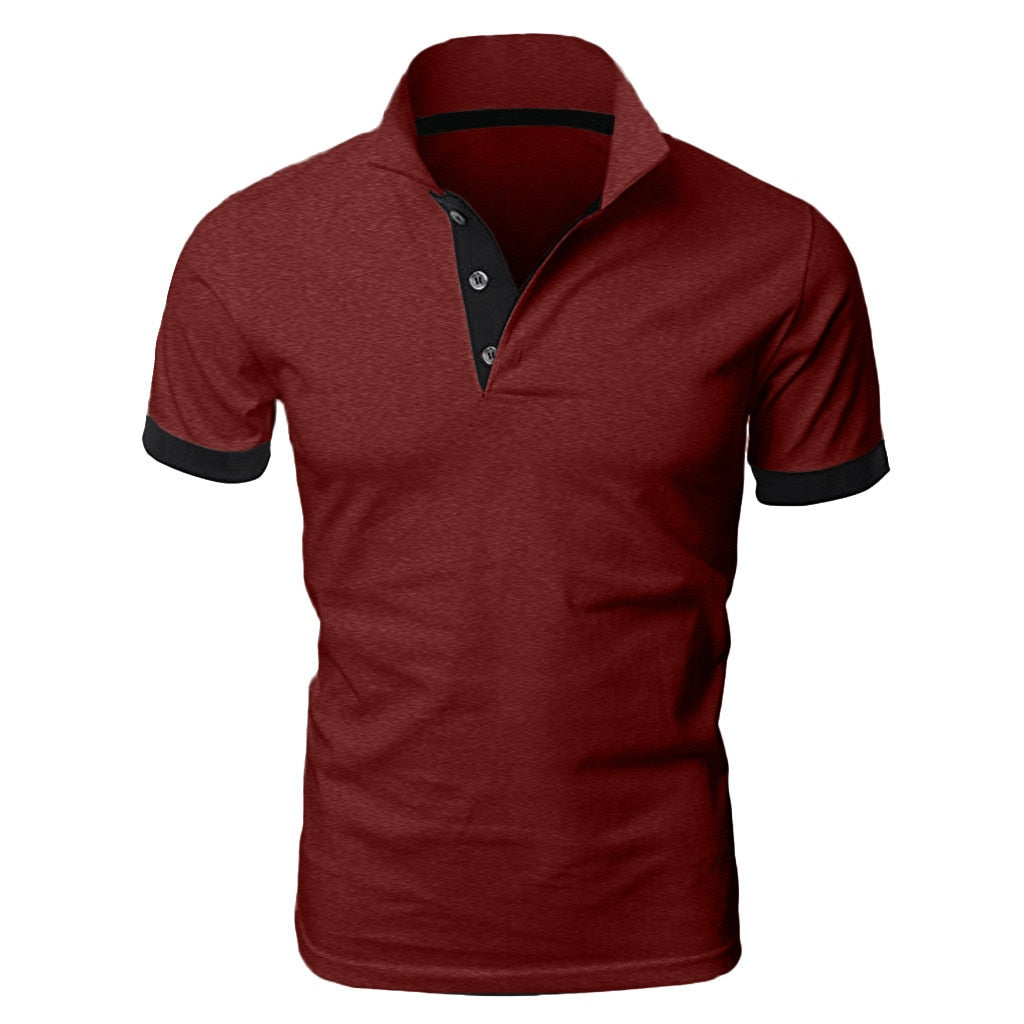 Herren Poloshirt Kontrast Kragen Polo Kurzarm Slim Fit Hemd Polohemd T-Shirt NEU
