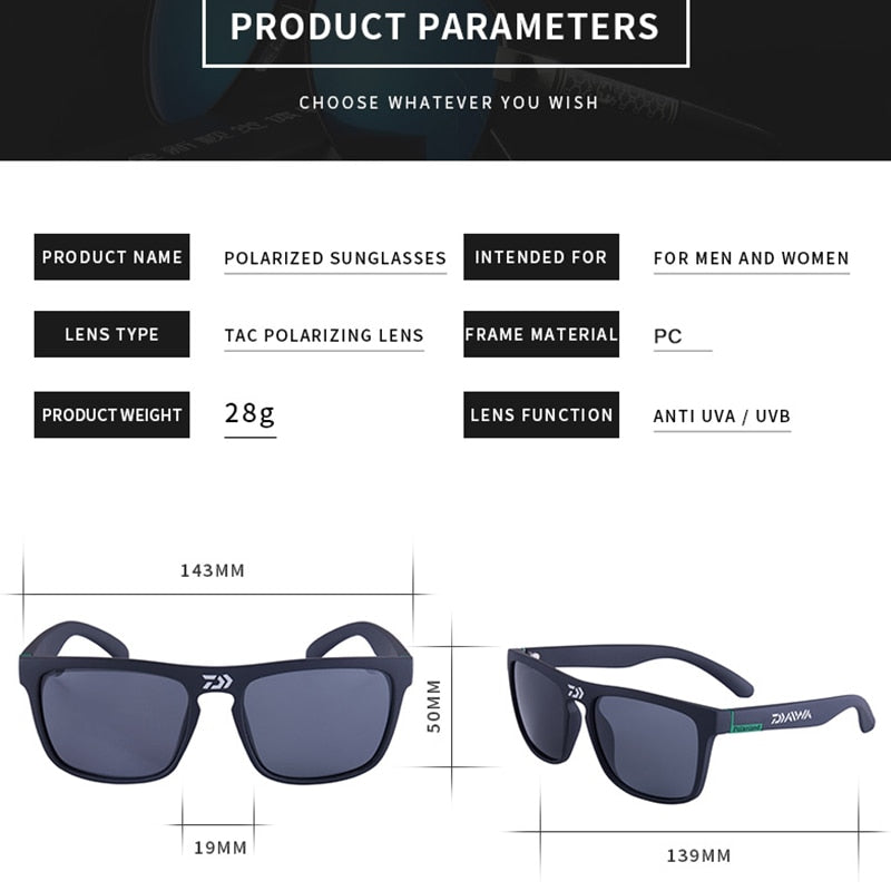 DAIWA Herren HD Polarisiert Sonnenbrille 100% UV400 -Polycarbonat Pilotenbrille