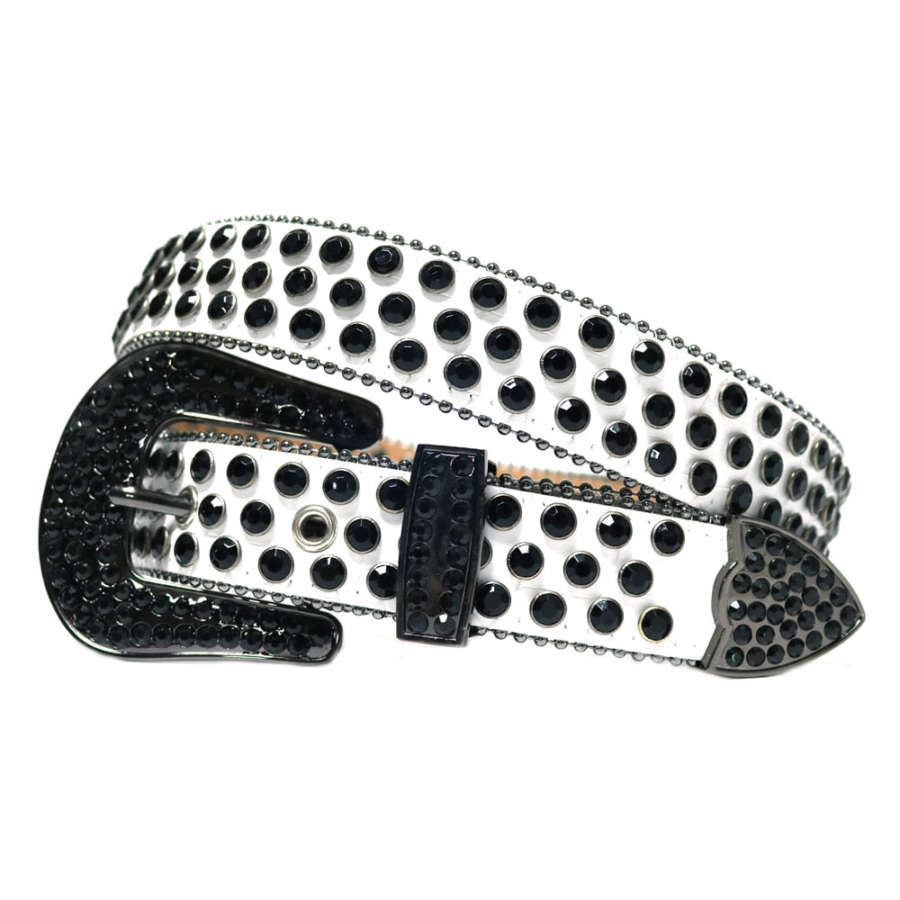 Damen Jeans Gürtel Herren Strass Gürtel mit Nieten Besetzt NEU