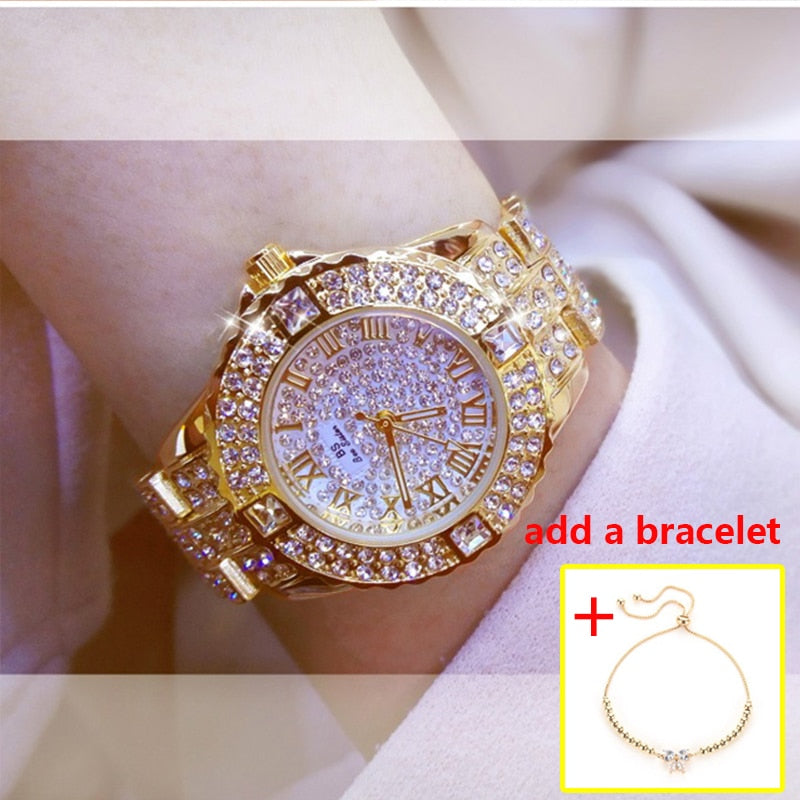 Damen Armband Uhr Mode Fashion Strass Luxus Chronograph Business Schmuck