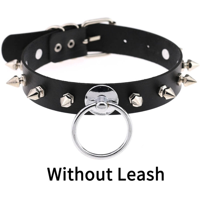 Frauen Sexy Punk Leder Dessous Halsband O-Ring Gürtelschnalle Halskette