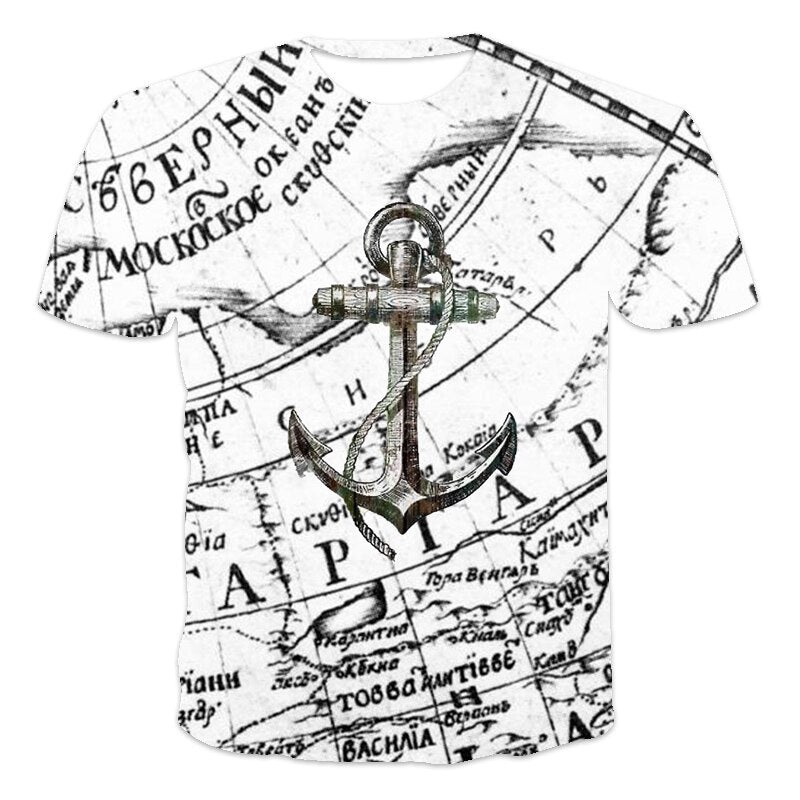 Herren Anker Anchor 3D T-Shirt Rundhals Unisex Sommer Streetwear Men