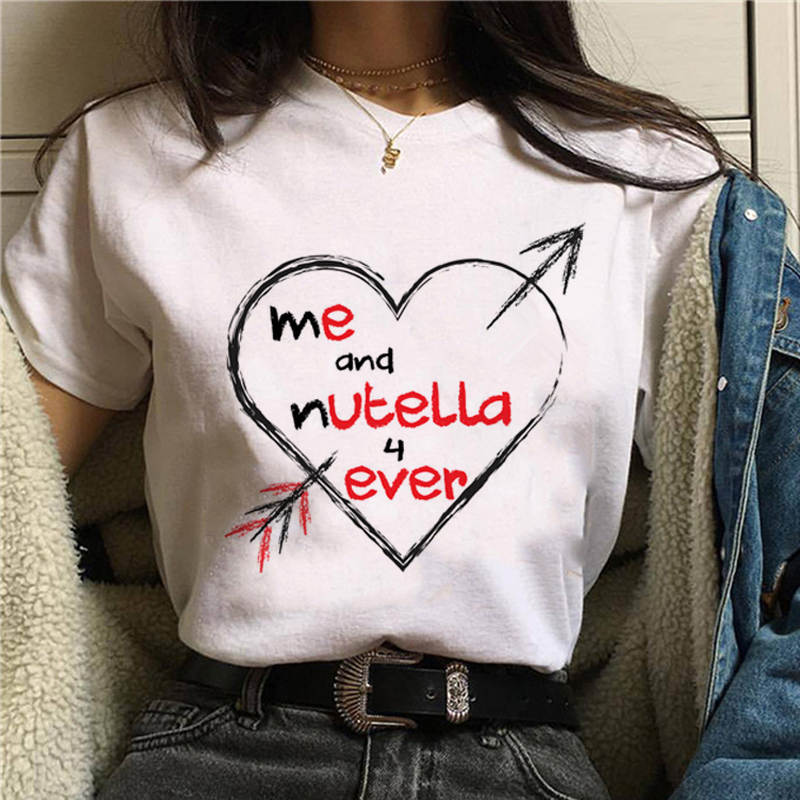 Damen Sommer Top 3D Nutella T-Shirt Rundhals Streetwear lockeres Damentop