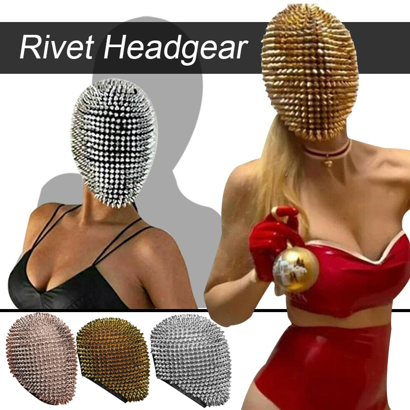 Nachtclub Nieten Kopfmaske Strass GoGo Bondage Fetisch SM BDSM Sex Spielzeug Maske