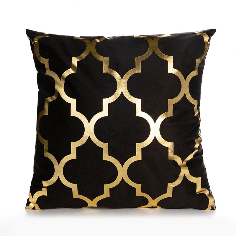 Kissenbezug Goldfolie bedruckt schwarz - gold seidig superweich 45cm x45cm NEU
