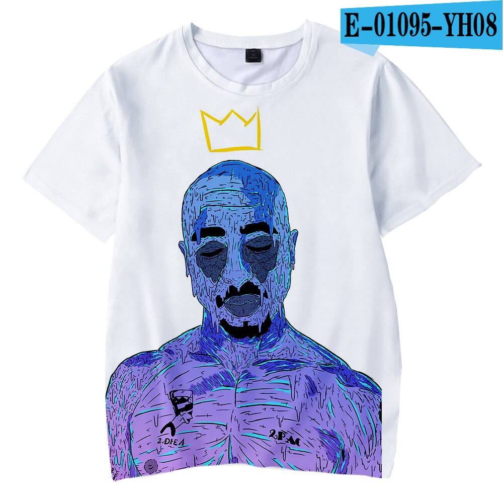 Herren 2Pac Tupac 3D T-Shirt Rundhals Unisex Sommer Streetwear Rapper