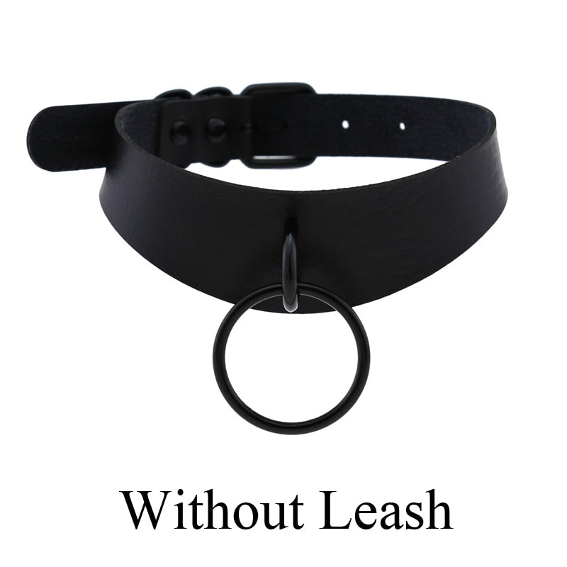 Frauen Sexy Punk Leder Dessous Halsband O-Ring Gürtelschnalle Halskette