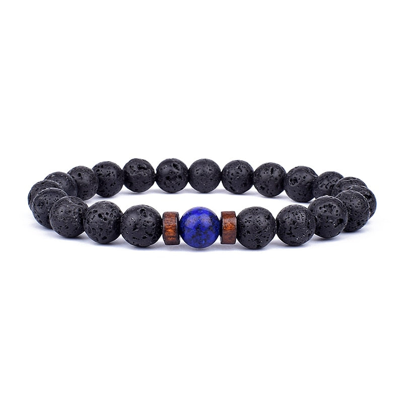 Armband Lava Holz Tibetische Buddha DAMEN HERREN Naturstein Freundschaftsarmband Yoga