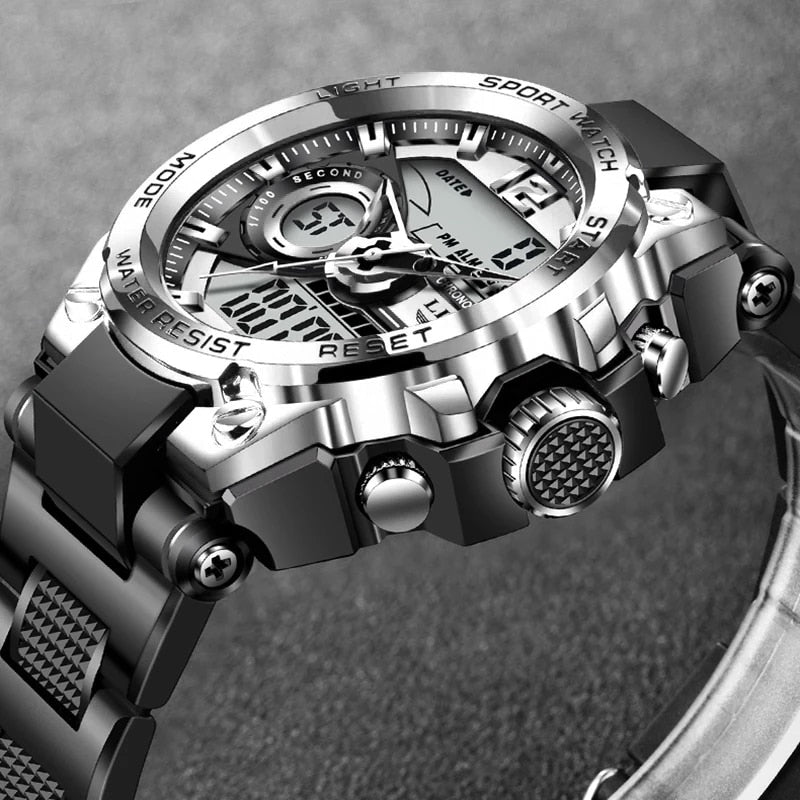 Orologio Uomo Quarzo Acciaio Inossidabile Orologio digitale Cronografo sportivo