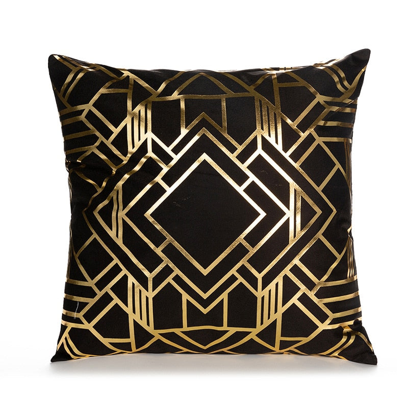 Kissenbezug Goldfolie bedruckt schwarz - gold seidig superweich 45cm x45cm NEU