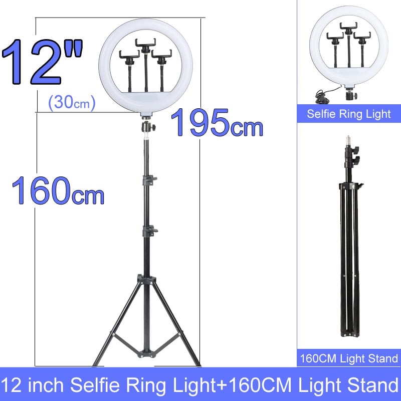 Selfie Ringlicht mit Stativ-Ständer 10 12 14 Inch Dimmbare LED Ring Fotografie