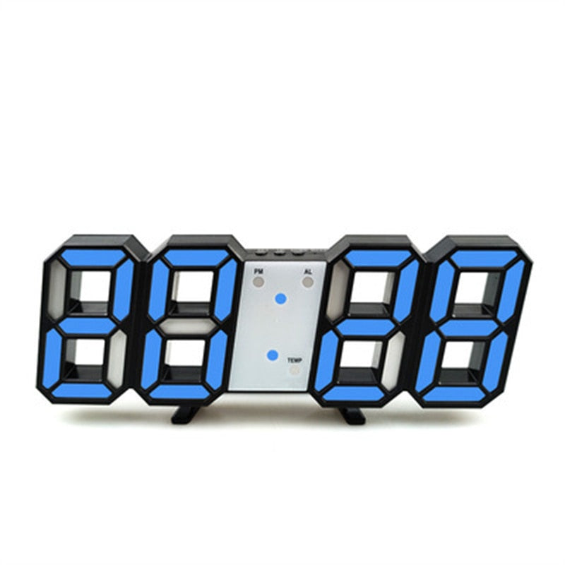Groß 3D Modern Digital LED Wanduhr 24/12 Stunde USB Display Timer Alarm