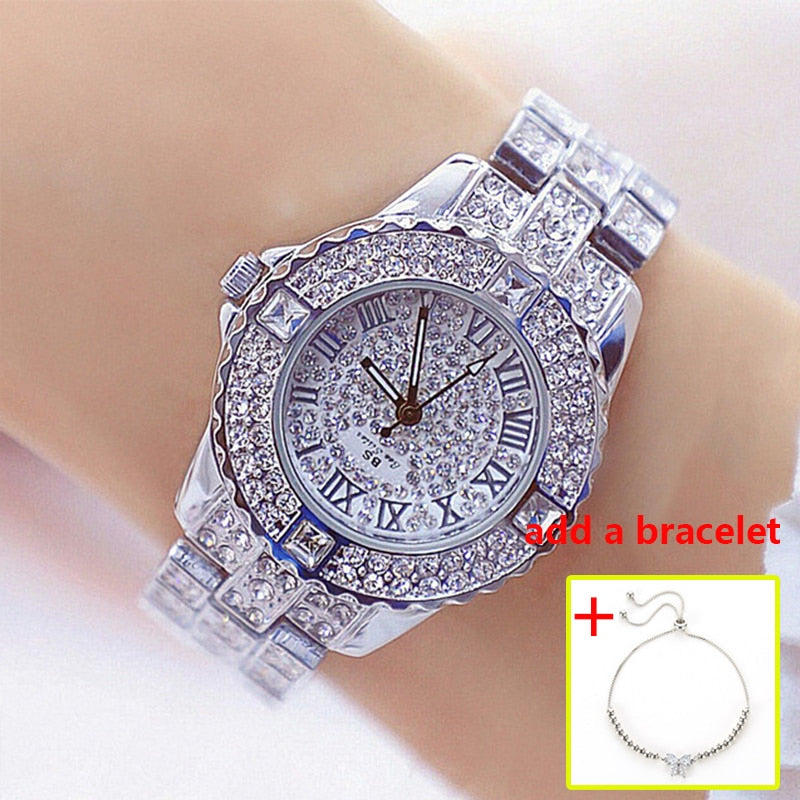 Damen Armband Uhr Mode Fashion Strass Luxus Chronograph Business Schmuck