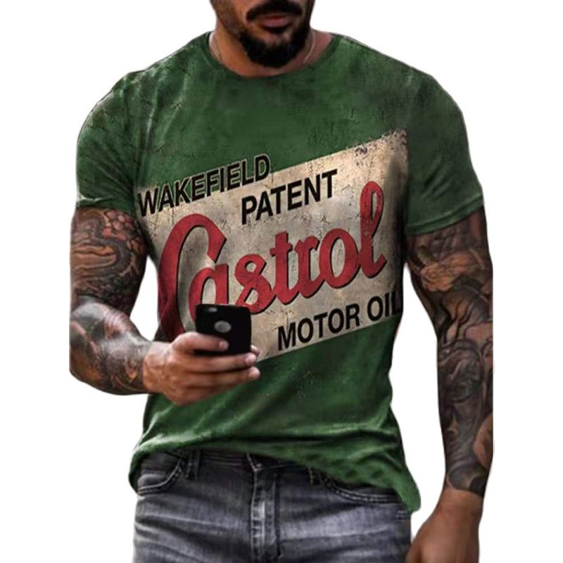 Herren Fashion Vintage 3D T-Shirt Rundhals Unisex Sommer Streetwear