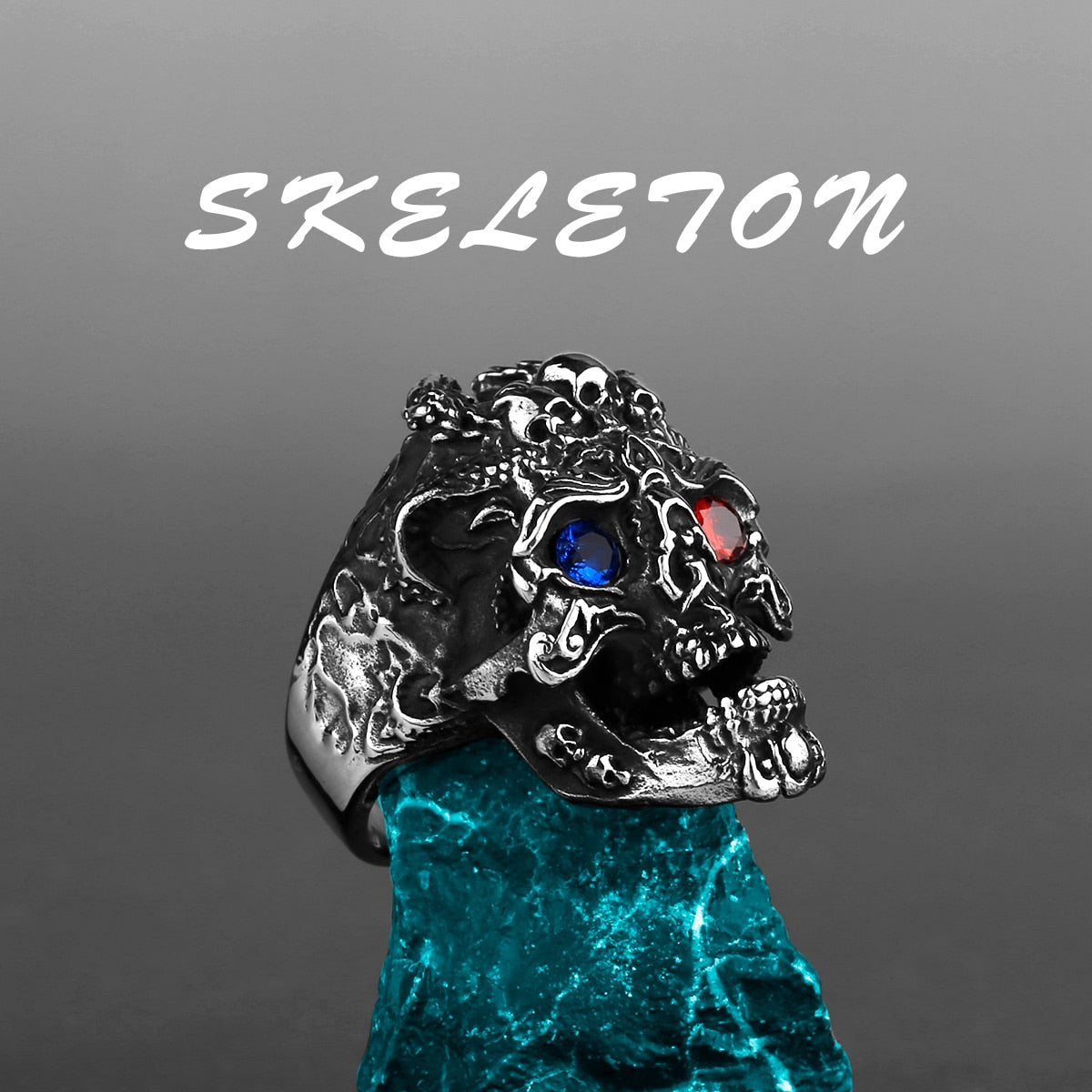 Edelstahl Herren & Damen Biker Rocker Spinning Ring Silber Skull Gothic
