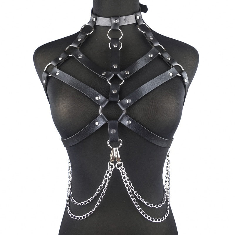 Sexy Harness Kette BH Gürtel Toys Punk Goth Frauen Bdsm Bondage Dessous