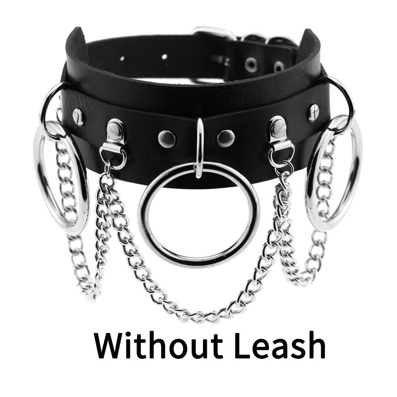 Frauen Sexy Punk Leder Dessous Halsband O-Ring Gürtelschnalle Halskette