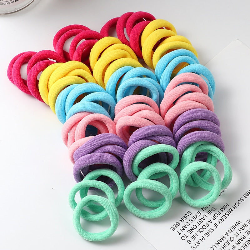 Haargummi Haarband Damen Haar Gummi 50 Stück Schwarz Bunt Zopfgummi Zopf