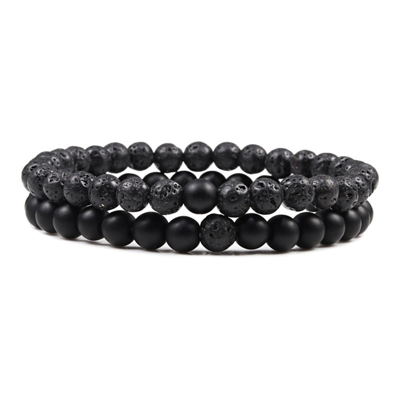 2er SET ARMBAND DAMEN HERREN Naturstein Freundschaftsarmband Yoga