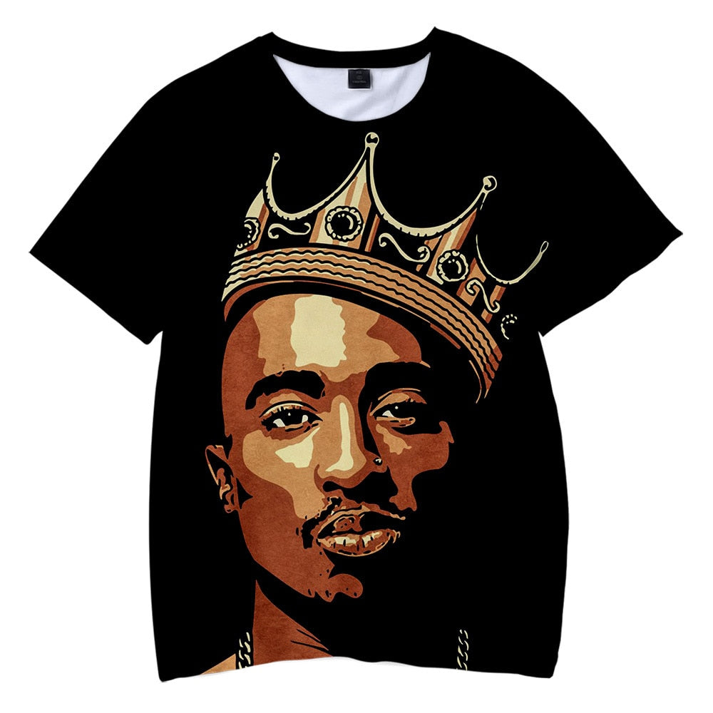 Herren 2Pac Tupac 3D T-Shirt Rundhals Unisex Sommer Streetwear Rapper