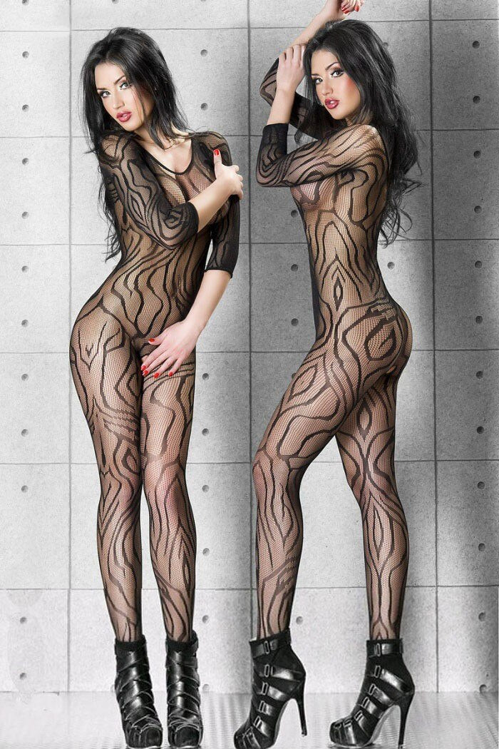 Bodystocking sexy Overall Damen Unterwäsche Dessous Bodysuit Catsuit schwarz