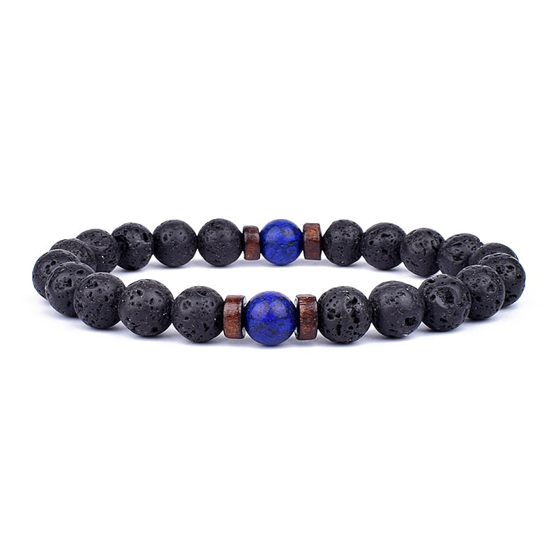 Armband Lava Holz Tibetische Buddha DAMEN HERREN Naturstein Freundschaftsarmband Yoga