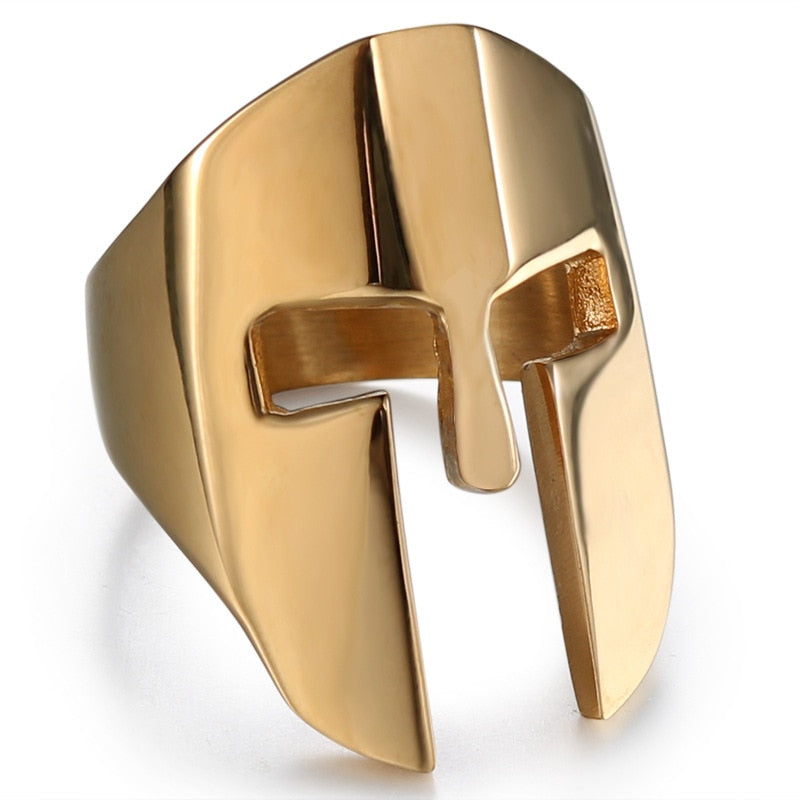 Edelstahl Ring Krieger Helm Sparta Maske Gladiator Troja 300 Biker