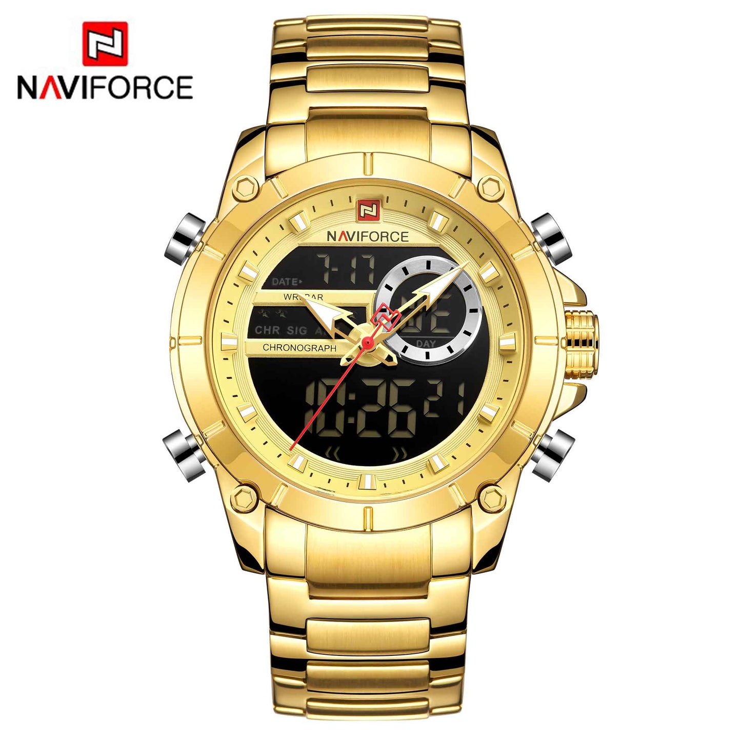 Herren Digital Armbanduhr Silber Edelstahl Fashion Luxus Chronograph Business