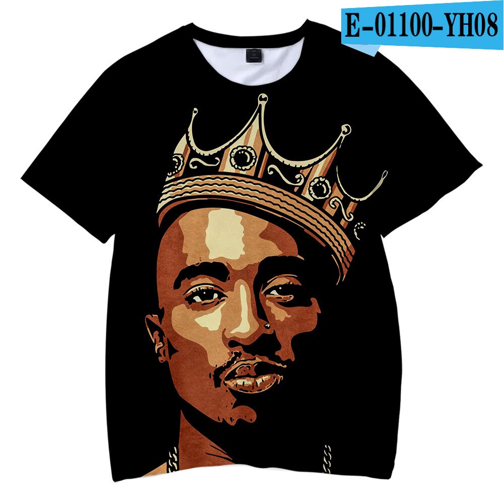Herren 2Pac Tupac 3D T-Shirt Rundhals Unisex Sommer Streetwear Rapper