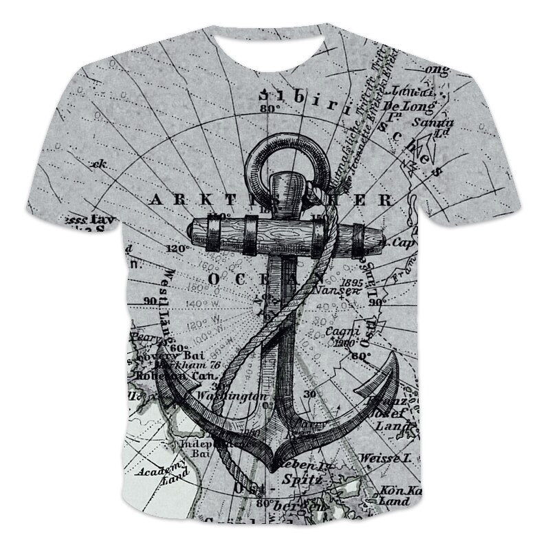 Herren Anker Anchor 3D T-Shirt Rundhals Unisex Sommer Streetwear Men