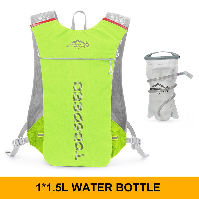 INOXTO trail Ultraleichter Fahrrad Lauf Rucksack mit 5-Liter Trinksystem und Reflektoren