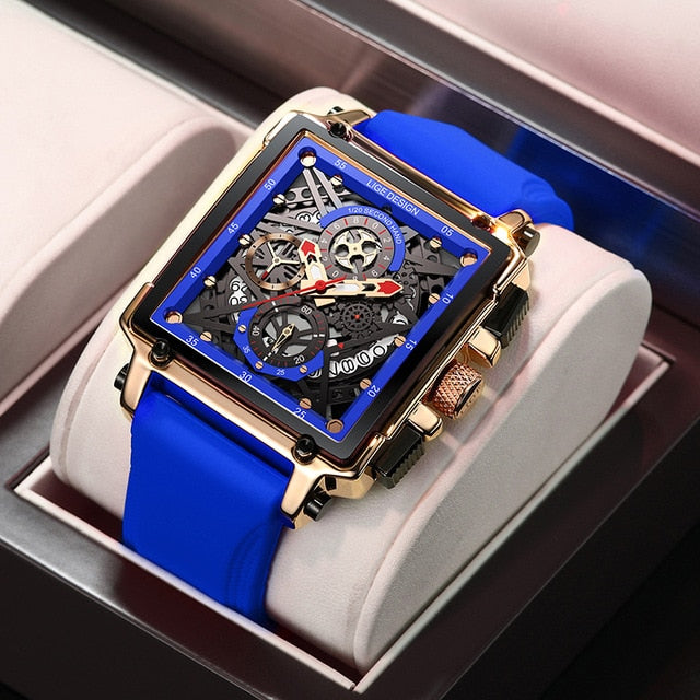 Herren Armbanduhr Silber Schwarz Edelstahl Fashion Luxus Chronograph Business